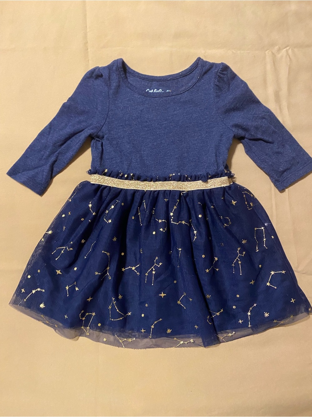 Cat & Jack Navy and Gold Constellation Tulle Dress